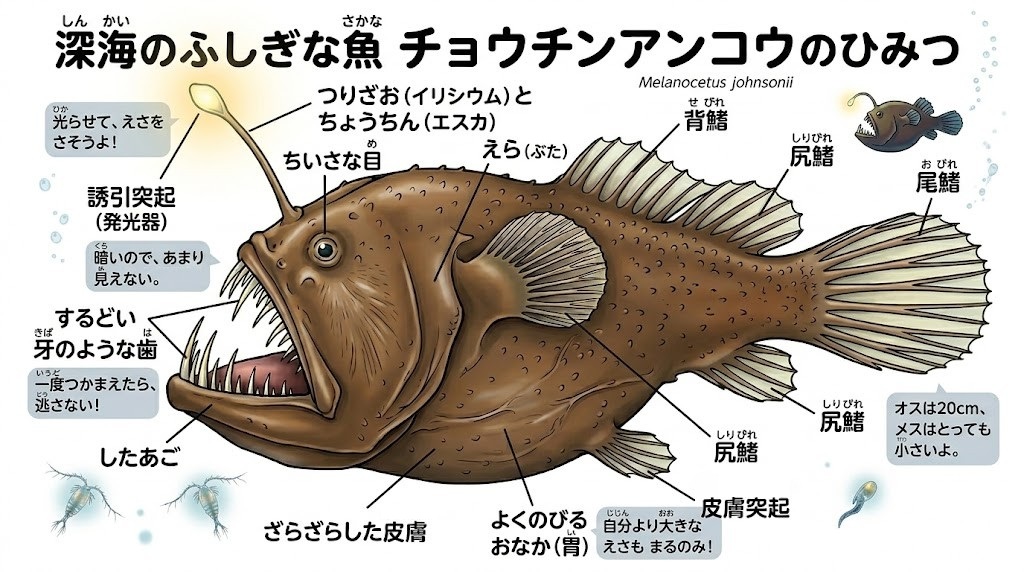 チョウチンアンコウの生態｜暗闇に光る理由とオスがメスに合体する衝撃